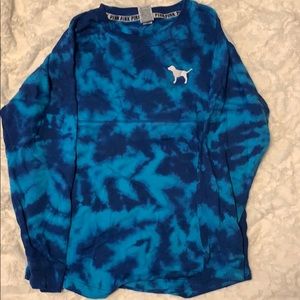 Victoria’s Secret PINK blue tie-dye jersey crew